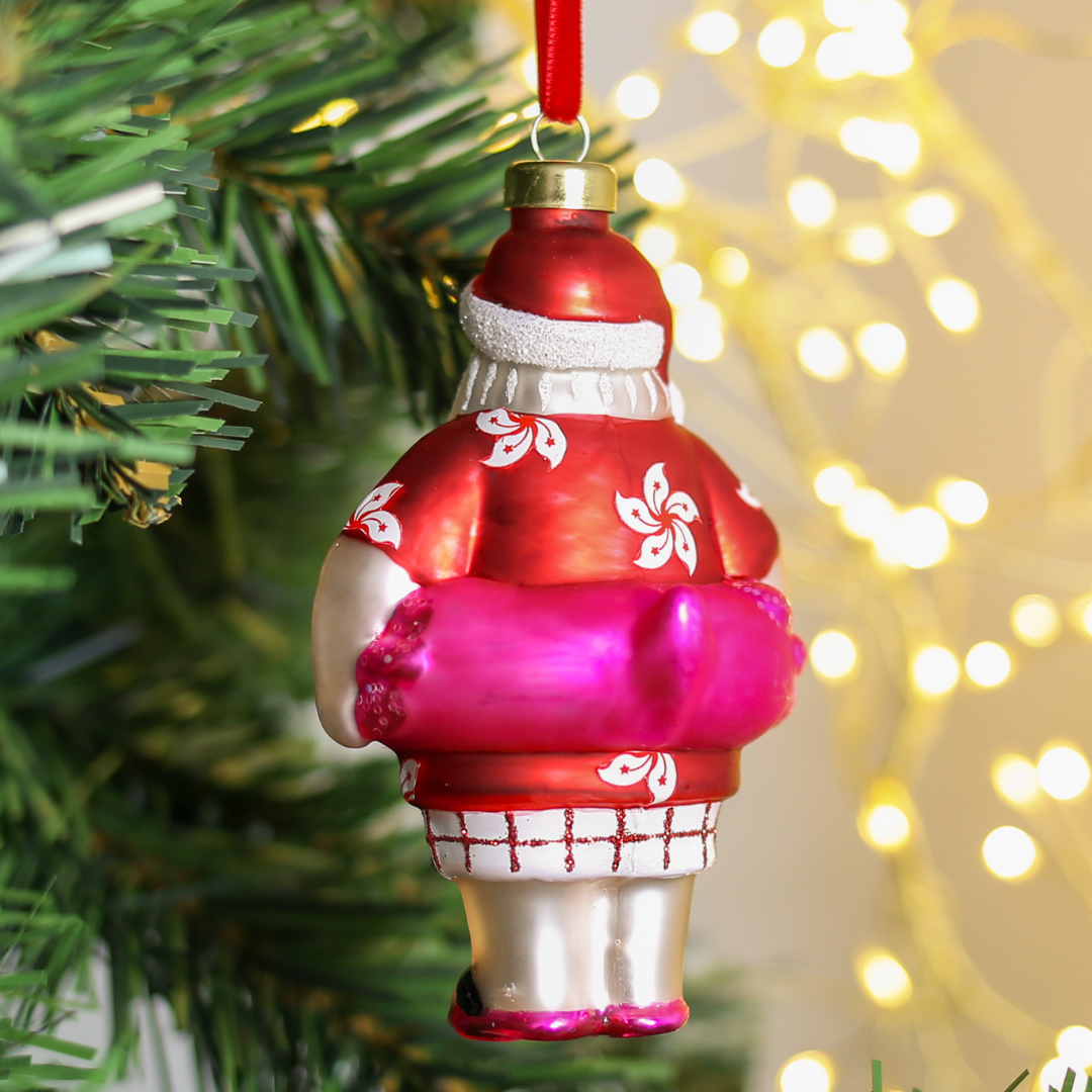 HAND PAINTED GLASS DECORATION : Junk Santa